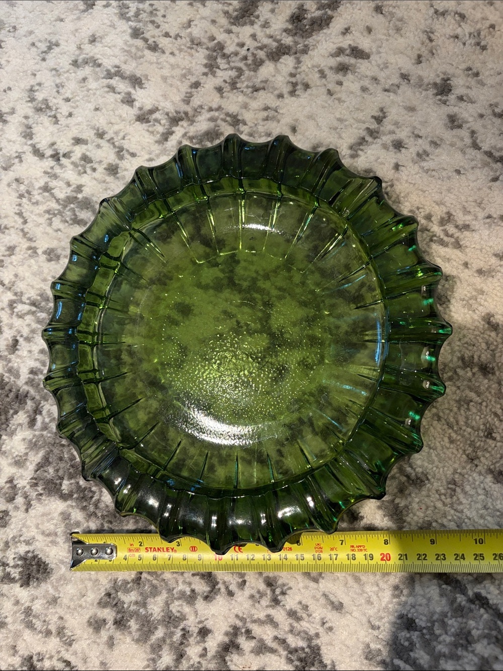 Vintage thick Green Decorative Glass ashtray - Accent Home Art